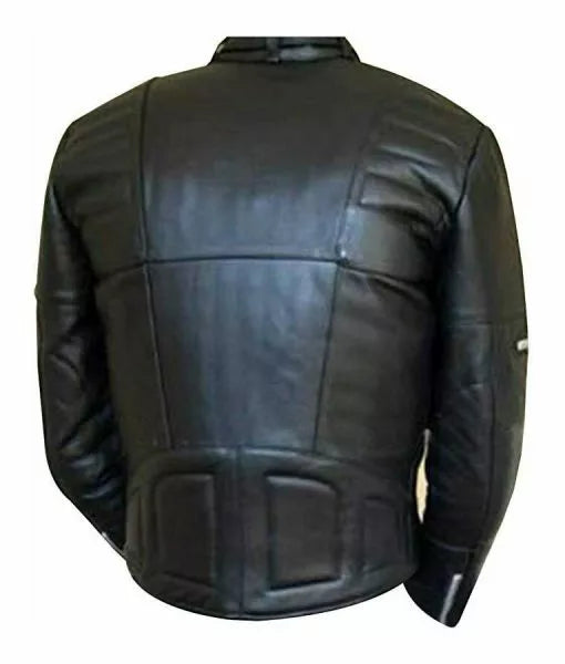 Hein Gericke Black Leather Motorcycle Jacket Back View