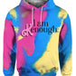 Colorful hoodie with 'I am enough' text on a white background