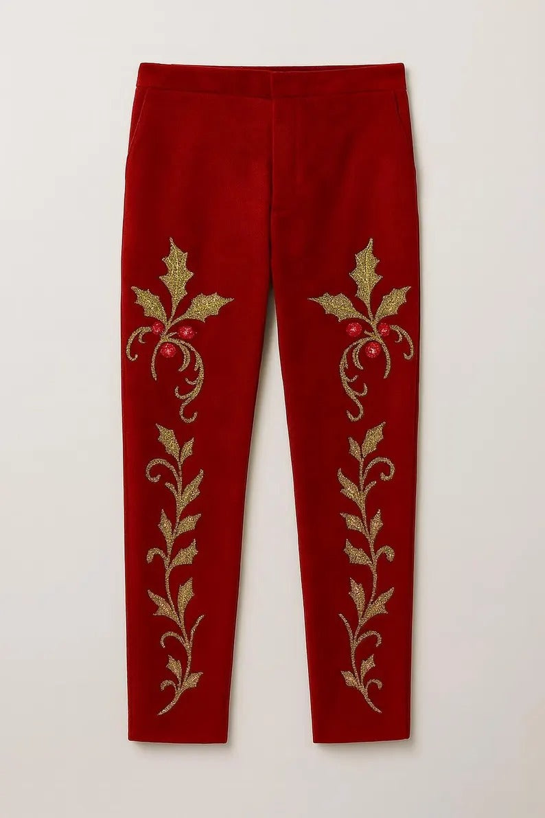 Luxury Santa Claus Velvet Coat with Vest Pant And Hat