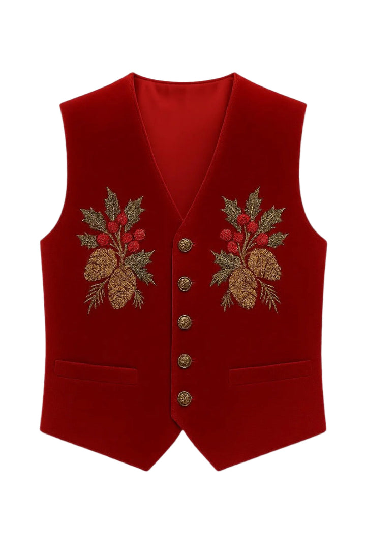 Luxury Santa Claus Velvet Coat with Vest Pant And Hat