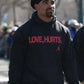 Jalen hurts wearing black love hurts hoodie back