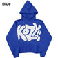 Front view of Blue Kozy Blue Hoodie with large white KOZY text graphic.