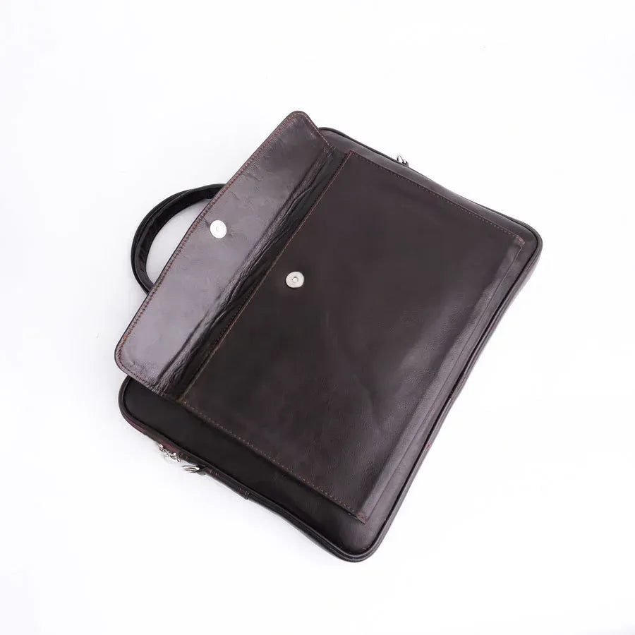 Parker Slim Dark Brown Laptop Leather Bag - Image 5