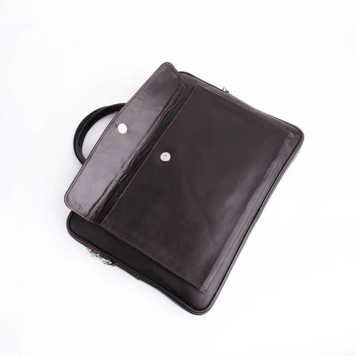 Parker Slim Dark Brown Laptop Leather Bag - Image 5