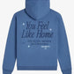 Lonely-Ghost-Feel-Like-Home-Blue-Hoodie back view with "You Feel Like Home