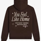 Lonely-Ghost-Feel-Like-Home-Brown-Hoodie back view with "You Feel Like Home"