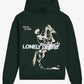 Front view of Lonely-Ghost-Feel-Like-Home-Green-Unisex-Hoodie