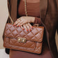 Flora Quilted Crossbody Leather Bag - Tan Brown - Image 15