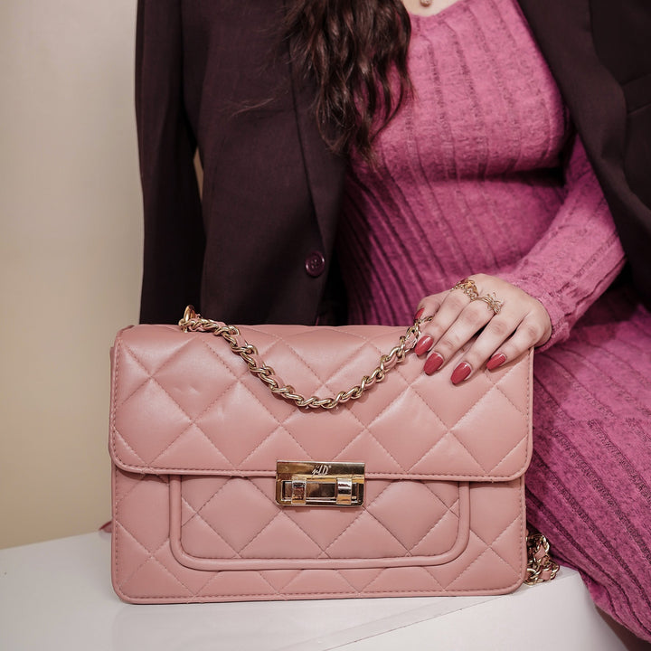 Flora Quilted Crossbody Leather Bag - Pink - Image 13