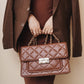 Flora Quilted Crossbody Leather Bag - Tan Brown - Image 13