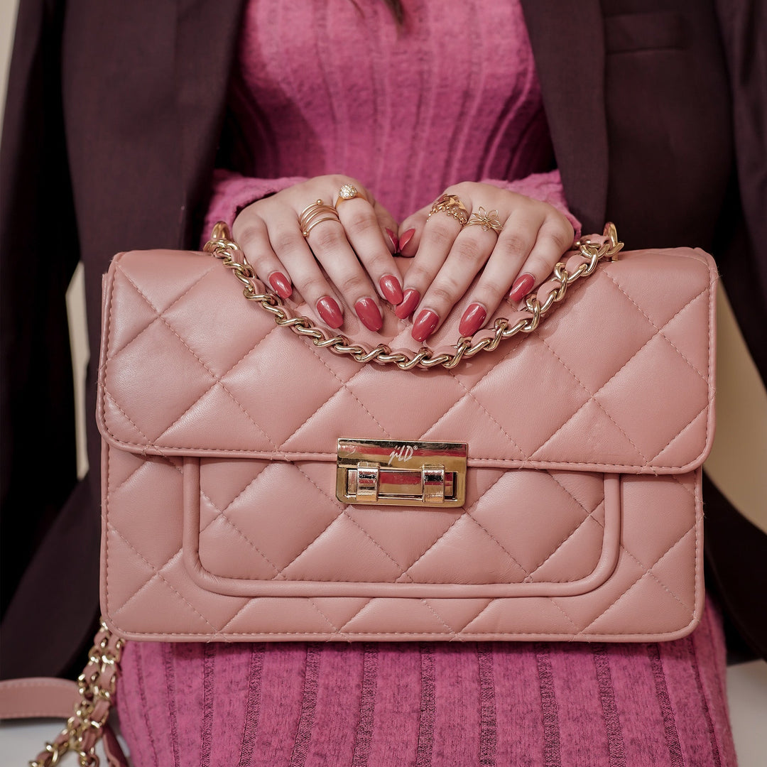 Flora Quilted Crossbody Leather Bag - Pink - Image 15