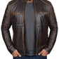 Dodge Cafe Racer Vintage Brown Leather Jacket