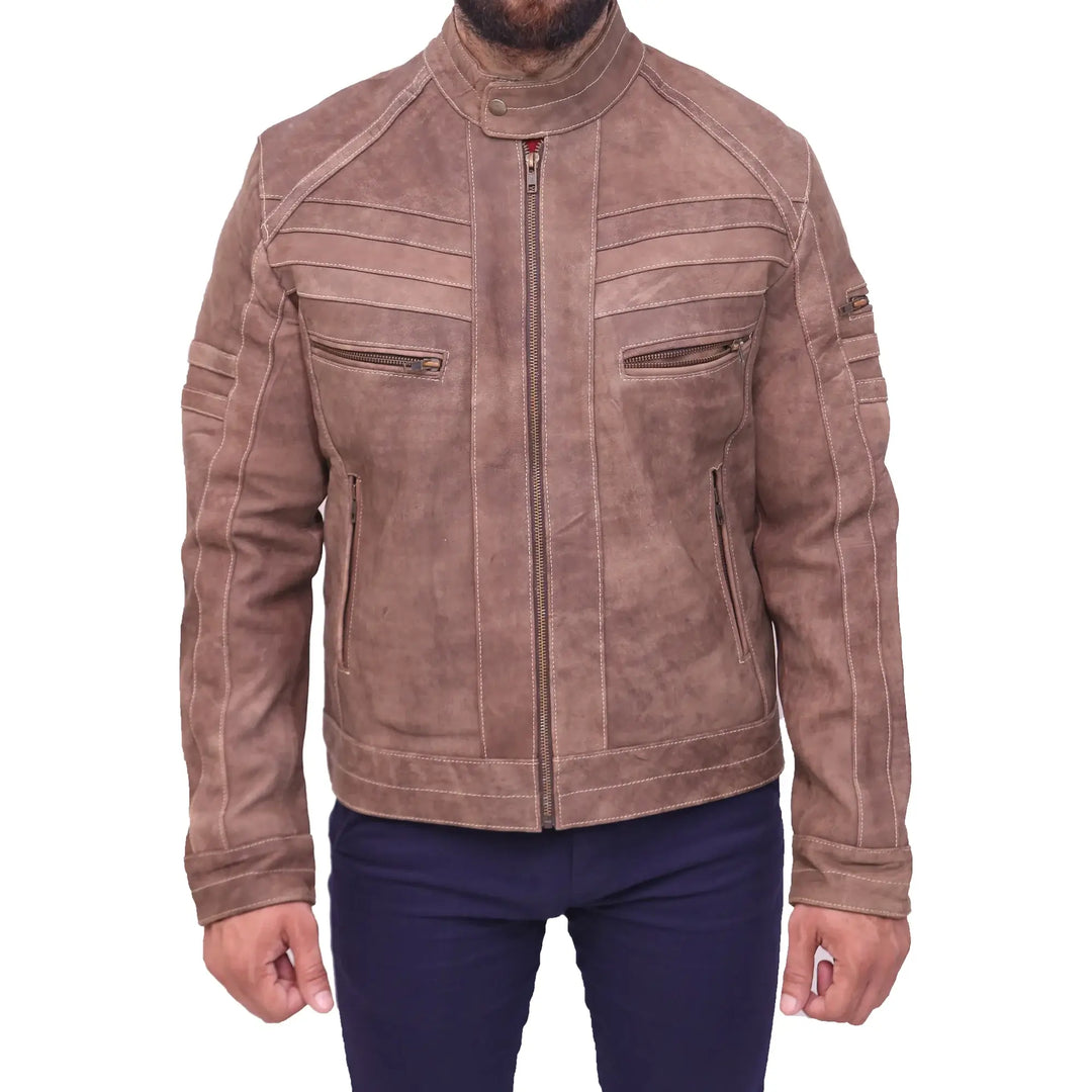 Men's Brown Motorcycle Leather Jacket