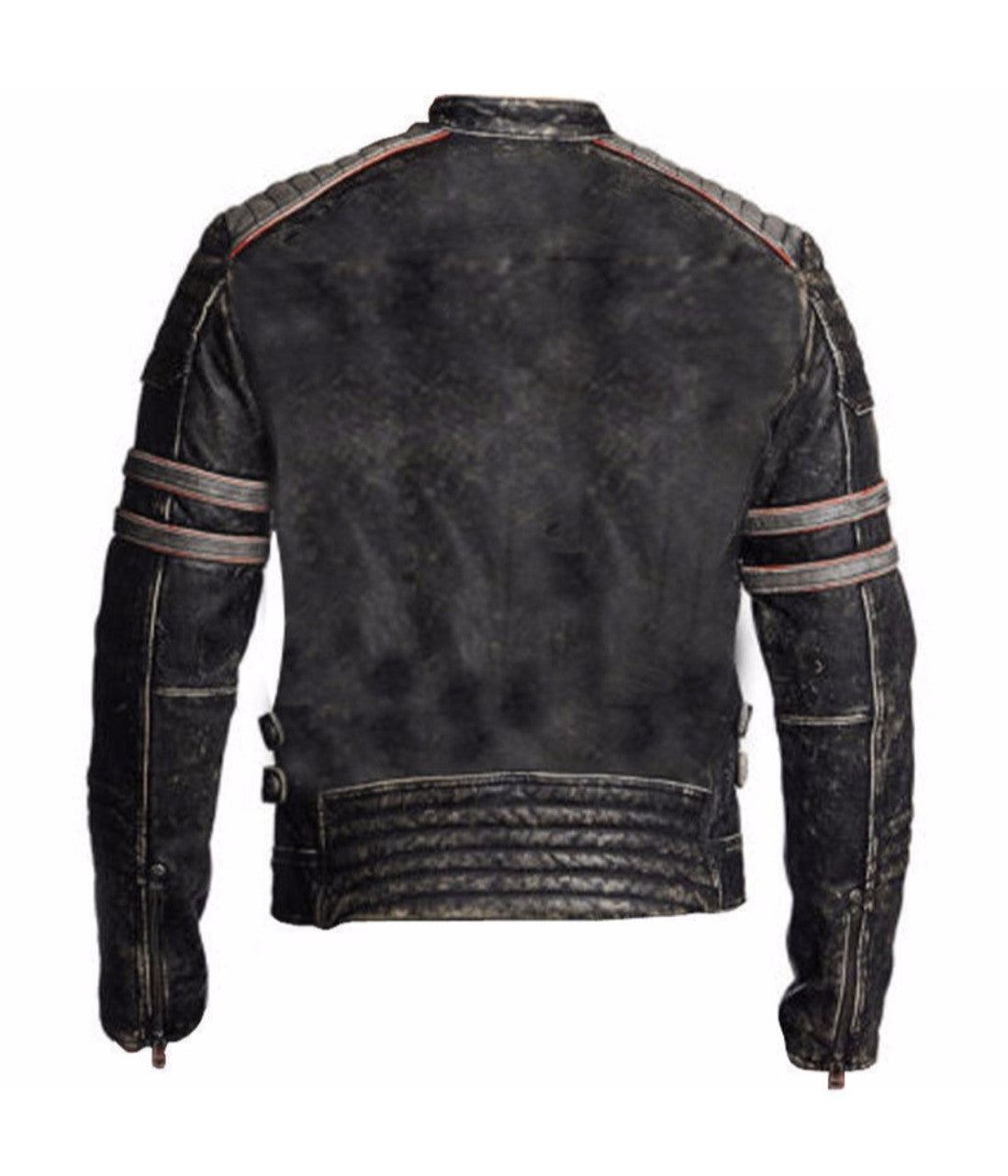 Biker Vintage Motorcycle Distressed Black Retro Leather Jacket