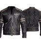 Biker Vintage Motorcycle Distressed Black Retro Leather Jacket