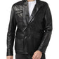 Mens Four Flap Pockets Black Leather Jacket