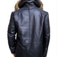 Men's Leather Parka Jacket Black
