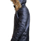 Men's Leather Parka Jacket Black