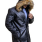 Men's Leather Parka Jacket Black