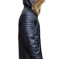 Men's Leather Parka Jacket Black