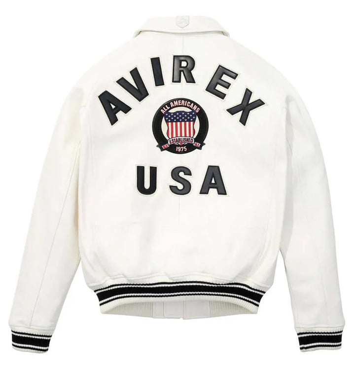 Avirex USA White Leather Jacket