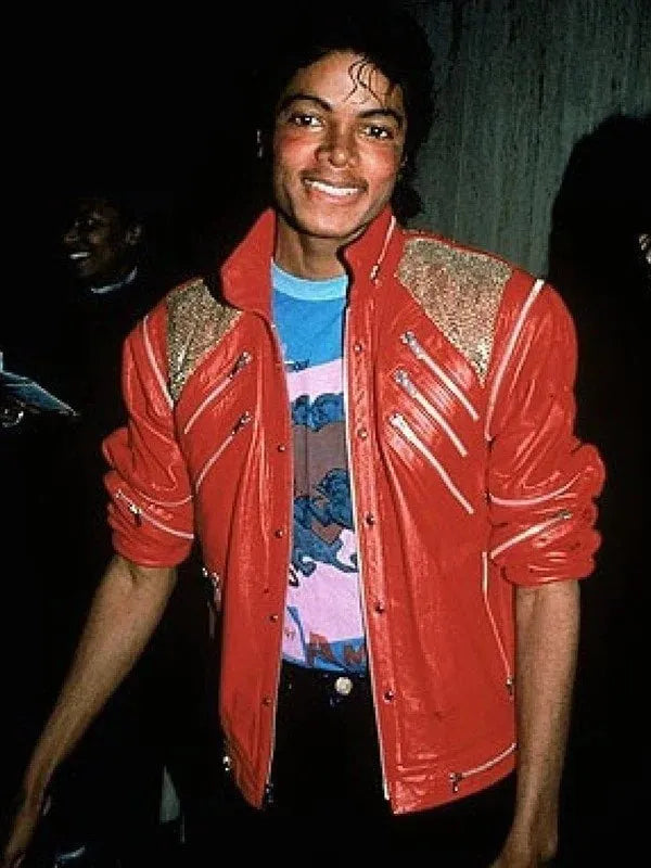 Close view of Red Michael Jackson Beat It Jacket