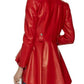 Motorcycle Style Women’s Red Leather Peplum Jacket