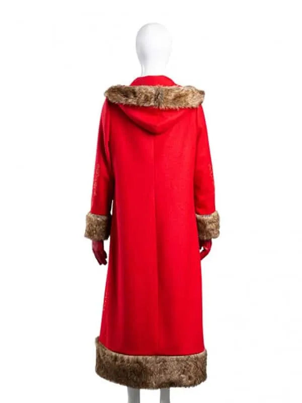 Back view of Red Christmas Chronicles 2 Mrs Claus Coat, a festive collector's piece.