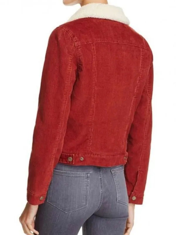 Back view of Red Nancy Red Shearling Jacket 