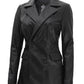 Breanna Black Double Breasted Leather Coat Women