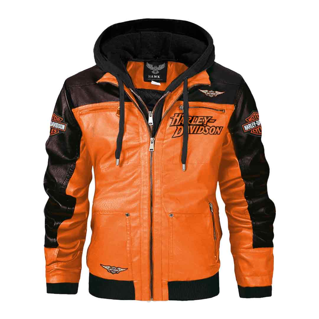 Harley Davidson Orange Hooded Jacket