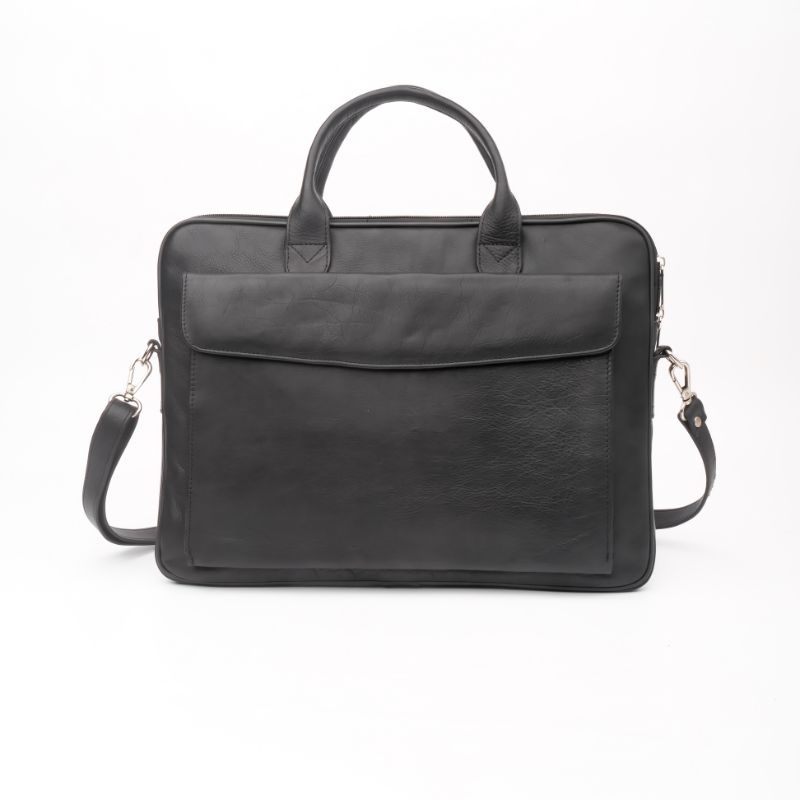 Parker Slim Leather Laptop Bag-Black - Image 6