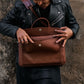 Parker Slim Leather Laptop Bag-Tan - Image 8