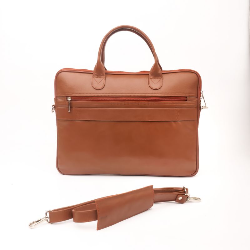 Parker Slim Leather Laptop Bag-Tan - Image 11