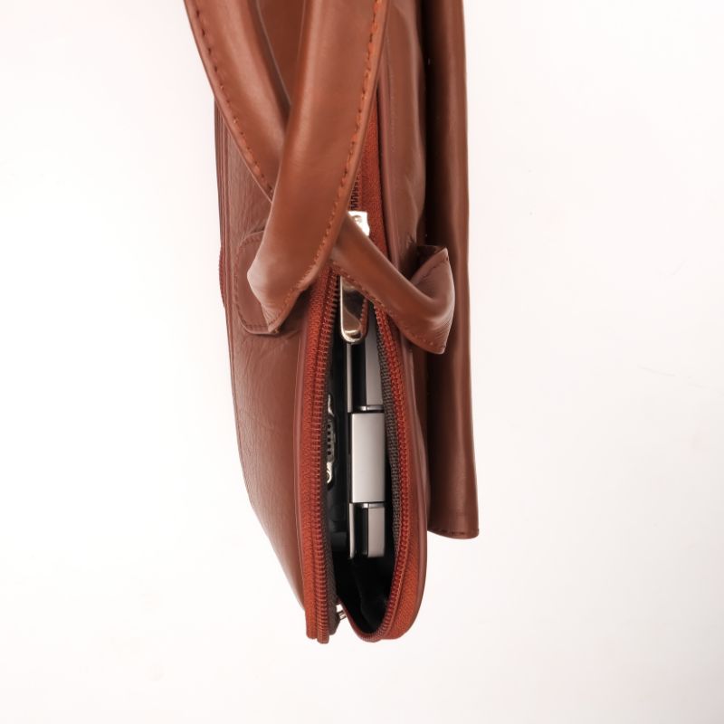 Parker Slim Leather Laptop Bag-Tan - Image 5