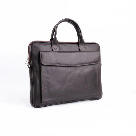 Parker Slim Dark Brown Laptop Leather Bag - Image 1