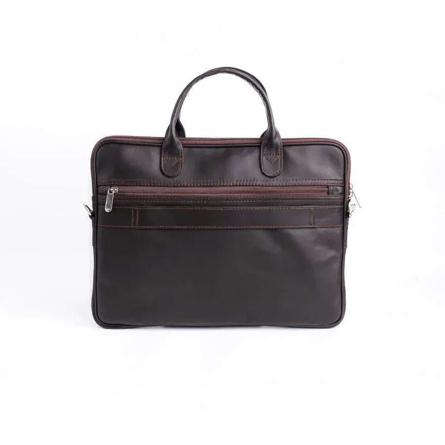 Parker Slim Dark Brown Laptop Leather Bag - Image 6