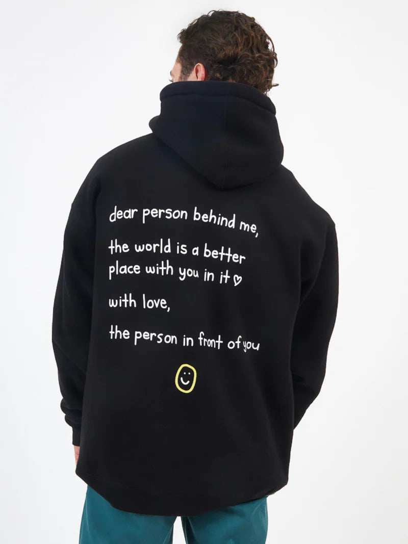 Person Wearing Happiness Project Dear Person Behind Me Black Hoodie