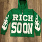 Front view of Green Rich-Soon-Zip-Up-Hoodie