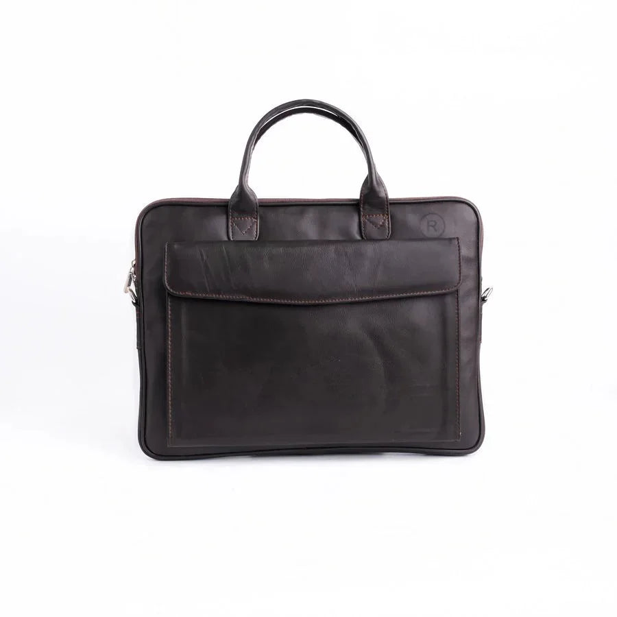 Parker Slim Dark Brown Laptop Leather Bag - Image 3