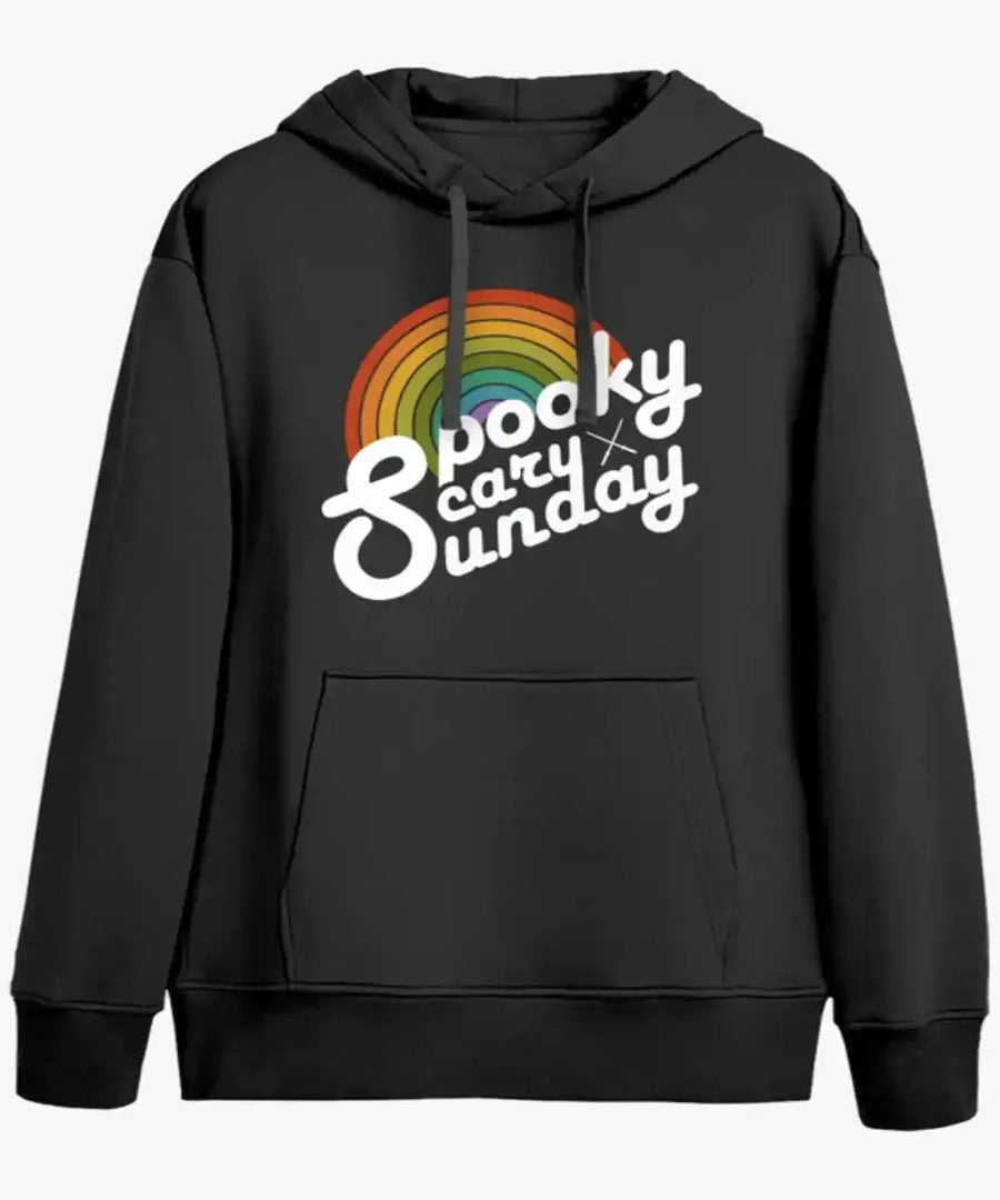 Front view of Black Spooky-Scary-Sunday-Hoodie