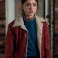 Close view of Red Stranger Things Nancy Wheeler Jacket