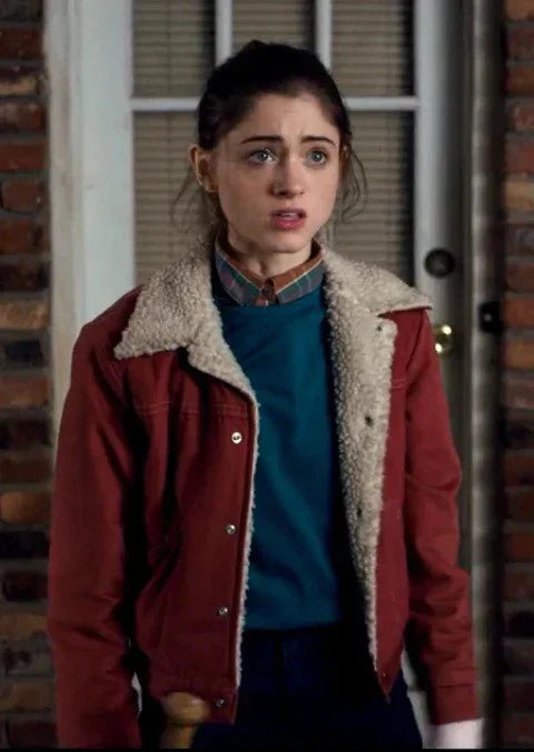 Close view of Red Stranger Things Nancy Wheeler Jacket