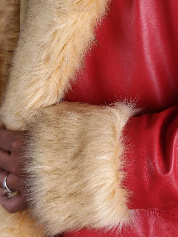 Close view of THE CHRISTMAS CHRONICLES 2 RED SANTA COAT, a holiday showstopper.