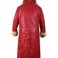 Back view of Red THE CHRISTMAS CHRONICLES 2 SANTA CLAUS RED LEATHER-COAT, the perfect holiday piece.
