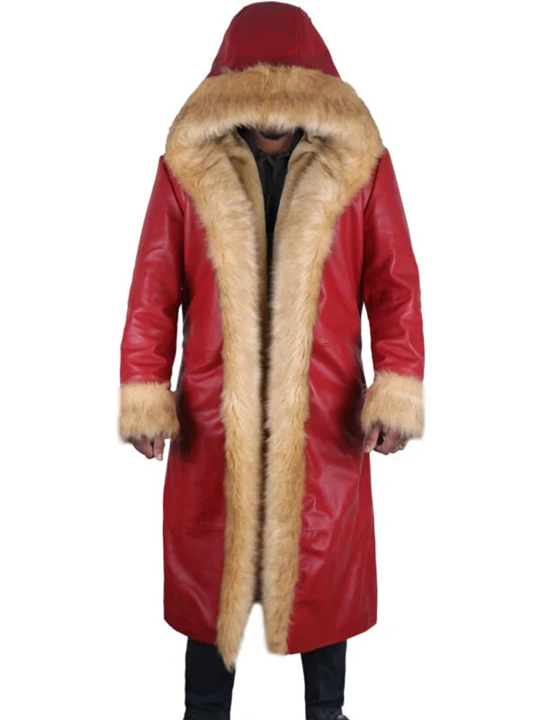 Front view of THE CHRISTMAS CHRONICLES 2 SANTA LEATHER COAT, a Christmas essential