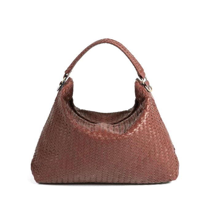 Handmade Woven Original Tan Brown Leather Bag - Image 5