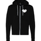 Front view of Black Till-Death-Do-Us-Part-Black-Hoodie with heart graphic.