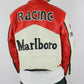 Full back view of Red, White, and Black Vintage Racing Marlboro Leather