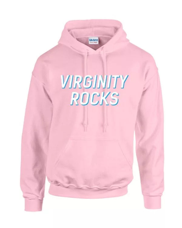 virginity rocks hoodie pink